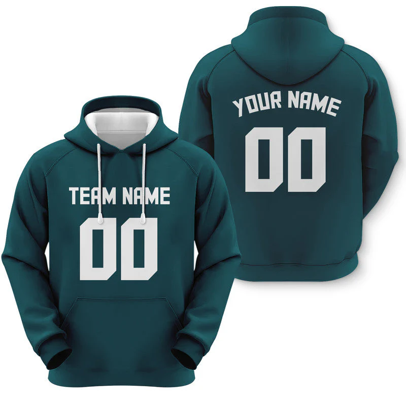 Custom Midnight Green White Sports Pullover  Sweatshirt Football Hoodie