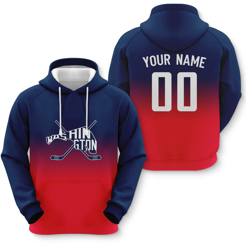 Custom Sports Pullover Sweatshirt Hockey Split Map Washington Fashion Hoodie