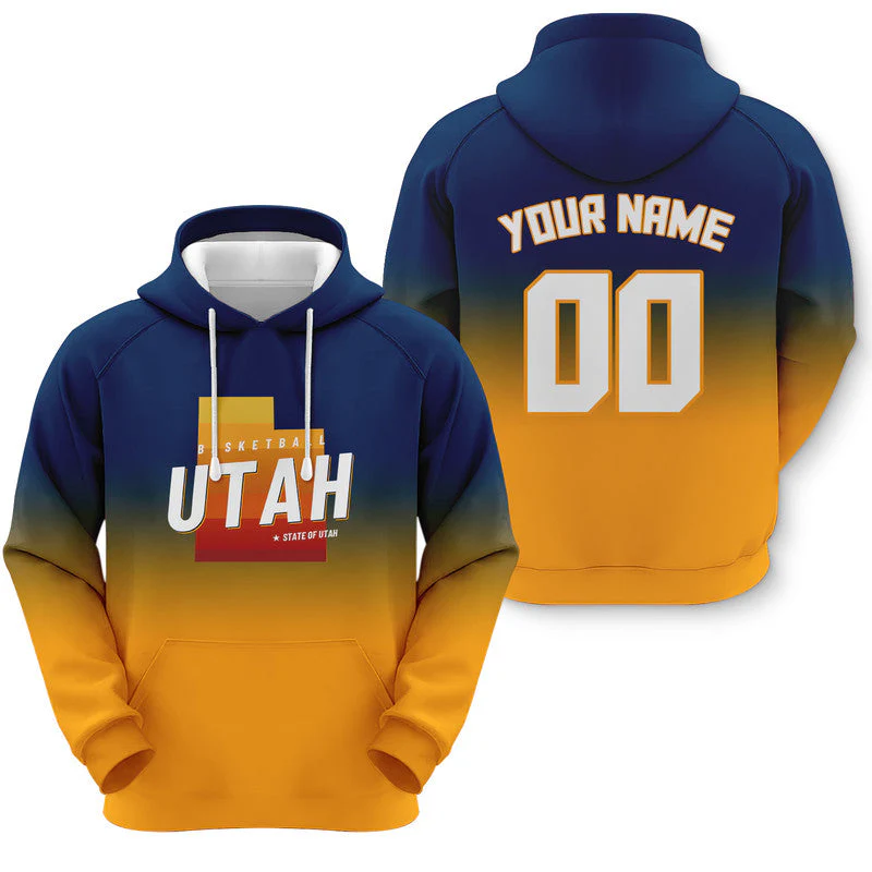 Custom Sports Pullover Sweatshirt Basketball Split State Map Utah  Fashion Hoodie
