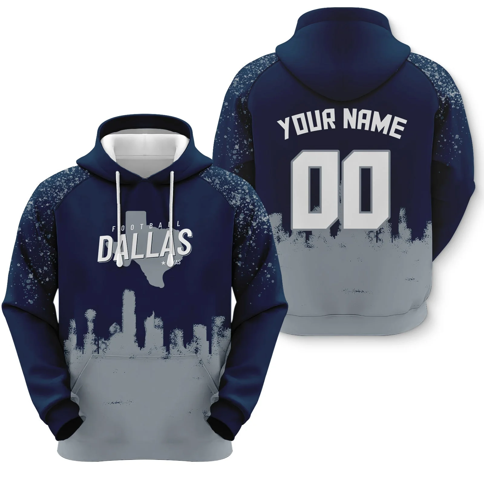 Custom Sports Pullover Sweatshirt Football Graffiti City Map Dallas  Fashion Hoodie