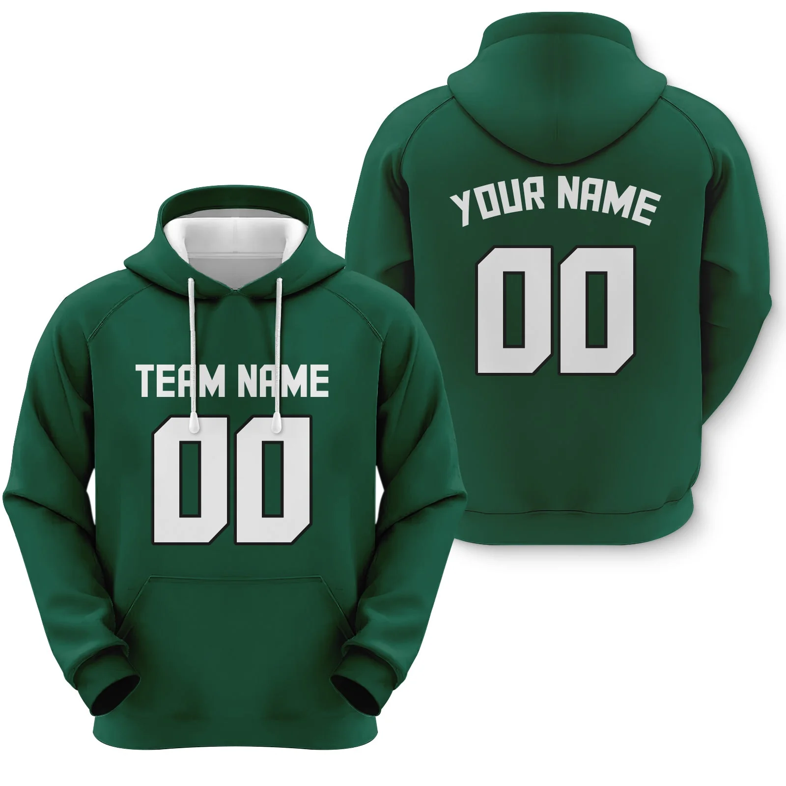 Custom Green White-Black Sports Pullover  Sweatshirt Football Hoodie