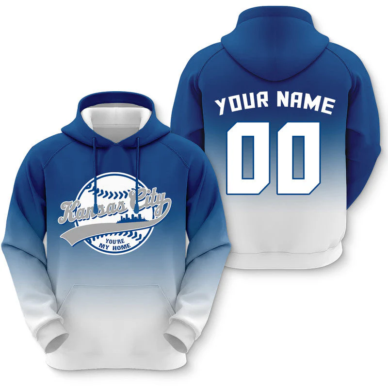 Custom Sports Pullover Sweatshirt Baseball City Kansas You're My Home Split Fashion Hoodie